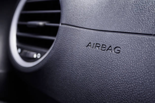 safety airbag sign in the car - airbag imagens e fotografias de stock