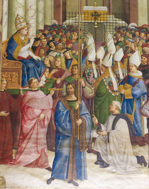 afresco na biblioteca piccolomini, siena - papa pio vii - fotografias e filmes do acervo