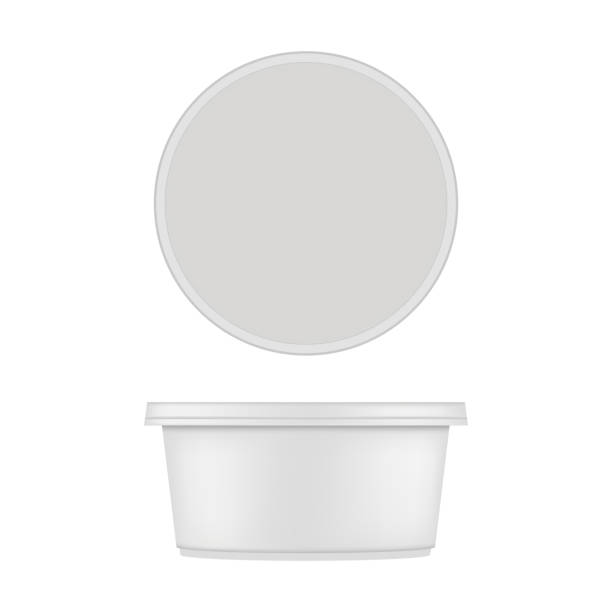 istock Mock up of round plastic tub for dessert. Vector isolated on white background. 857248702