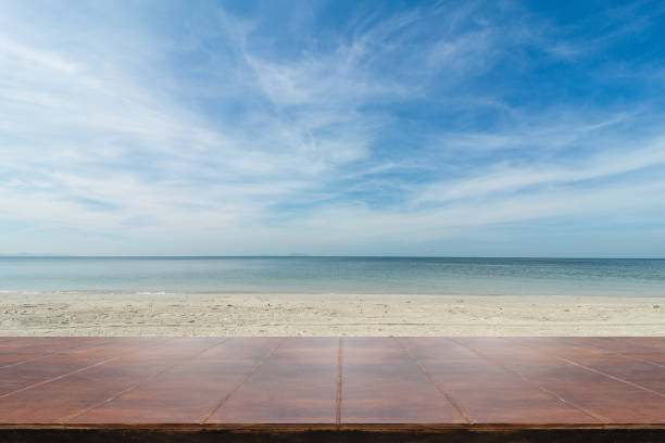 istock Empty Wooden Table on Sea Floor 857249960