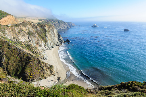 United States Highway 1 along the Californian Pacific Coast in mid summer
