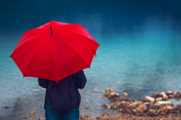 istock Woman with red umbrella 857272446