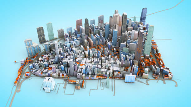 istock Architectural 3D model illustration of a large city on a white background 857274424