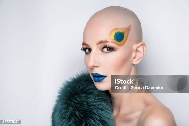 Bald Woman Face Stock Photo - Download Image Now - Hair Loss, Headshot, Adult