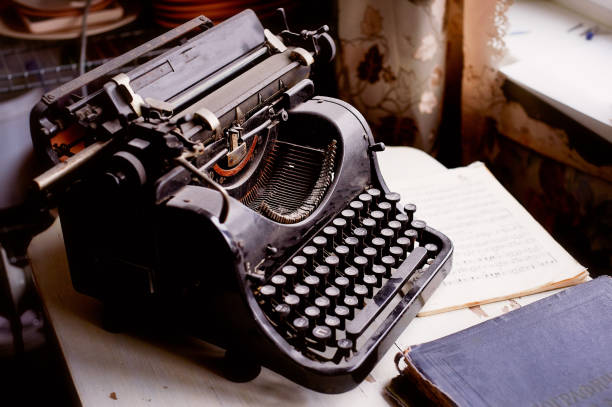istock Old metal typewriter, covered in dust and rust.Retro 857281106