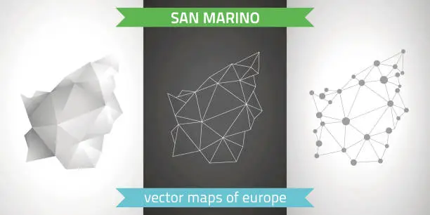 Vector illustration of San Marino. Set graphic vector maps of San Marino, polygonal, grey, mosaic, triangle illustrations