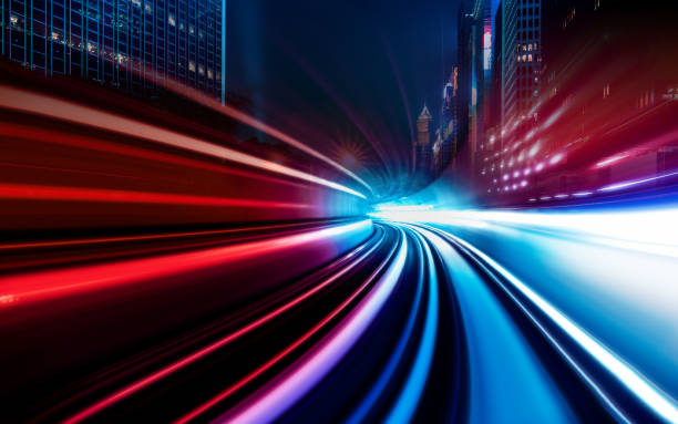 istock Abstract Motion Railway Tunnel with City Background 857285778