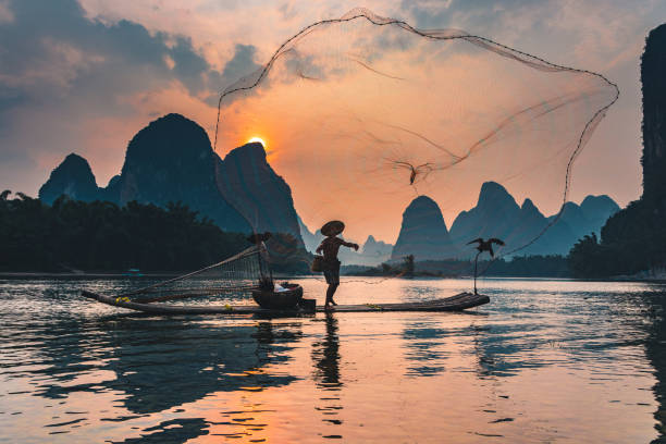 istock Cormorant Fisherman Casting His Net 857288368