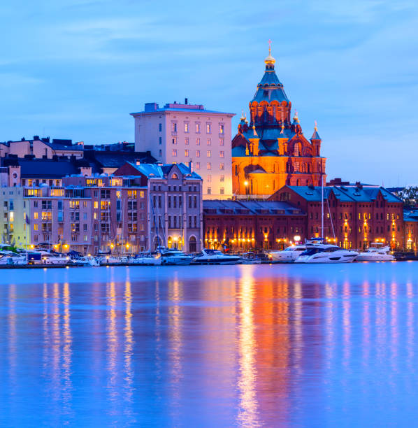 istock Harbour and Uspensky Cathedral Illuminated at Twilight in Helsinki, Finland 857289364