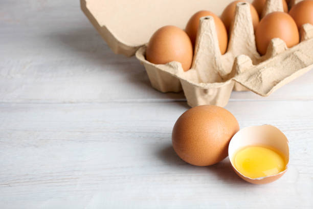 istock Yellow chicken egg in the tray 857294736