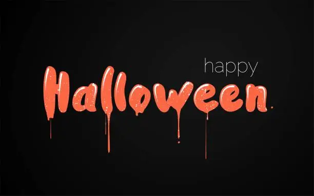 Vector illustration of Happy halloween text.