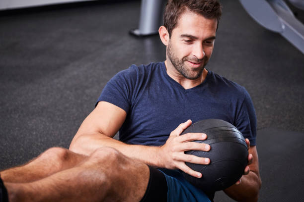 istock Medicine ball gym work 857309592