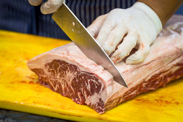 istock Chefs are preparing Wagyu beef for cooking. 857312466