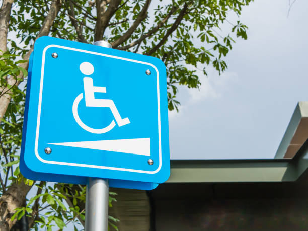 istock Wheelchair symbol in a parking lot. 857318838