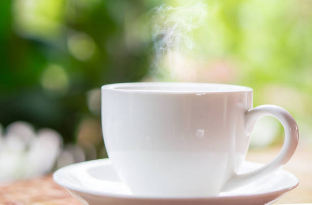 istock hot coffee cup under sunrise in background, vintage tone 857323538