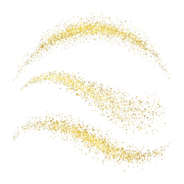 fee weihnachten golden stardust. glamour gold wellen mit glitzernden sternen isoliert auf weißem hintergrund-vektor-set - zauberei und okkultes stock-grafiken, -clipart, -cartoons und -symbole