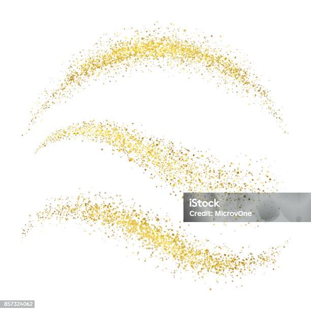 Fee Weihnachten Golden Stardust Glamour Gold Wellen Mit Glitzernden Sternen Isoliert Auf Weißem Hintergrundvektorset Stock Vektor Art und mehr Bilder von Gold - Edelmetall