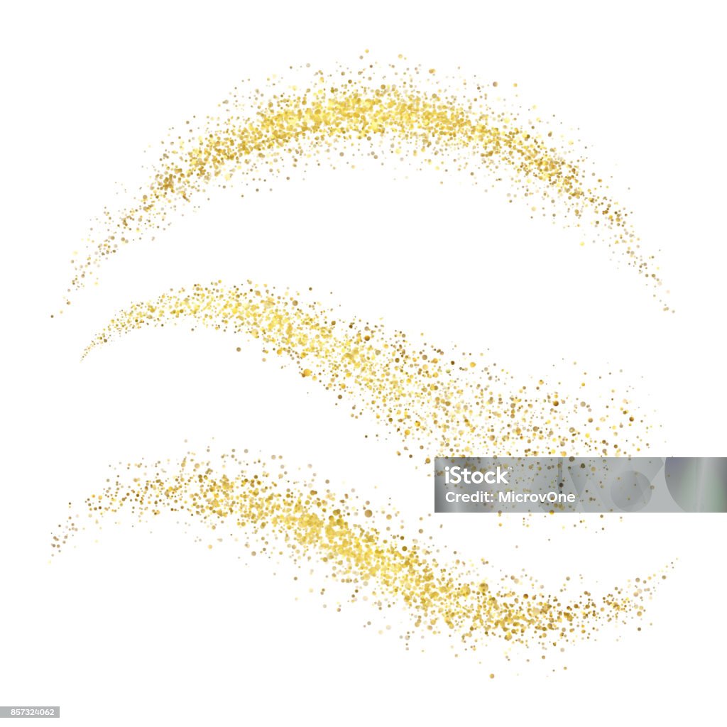 Fairy christmas golden stardust. Glamour gold waves with glittering stars isolated on white background vector set Fairy christmas golden stardust. Glamour gold waves with glittering stars isolated on white background vector set. Sparkle golden shimmer, shiny glow magic dust illustration Gold - Metal stock vector