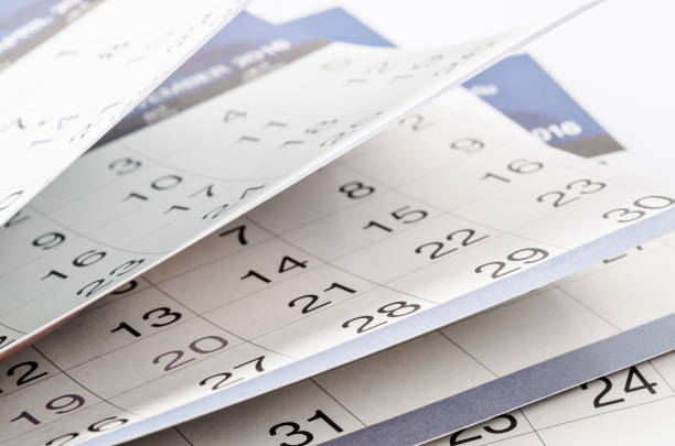 istock Months and dates shown on a calendar. 857324354