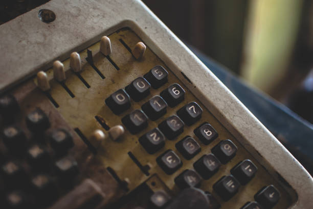 istock Dusty old-fashioned calculating machine in the storage 857333836
