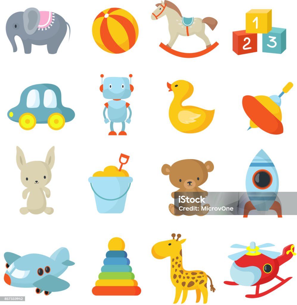 Cartoon children toys vector icons collection - Royalty-free Brinquedo arte vetorial
