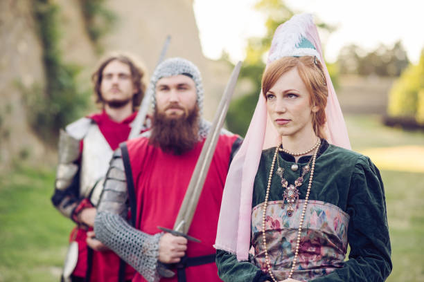 istock Scottish princess and guard in medieval times 857336400