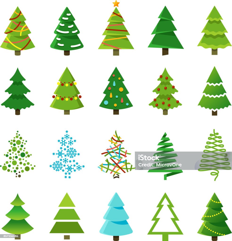 Cartoon abstrakt julgranar med gåvor och bollar vektor - Royaltyfri Julgran vektorgrafik