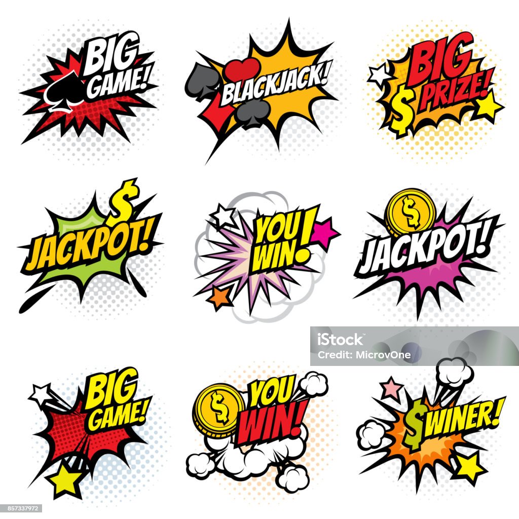 Vector Winning Game Bubble Stickers In Retro Pop Art Comic Style Stock  Illustration - Download Image Now - iStock