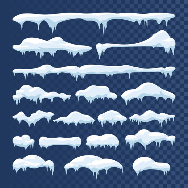 Snow and ice vector frames. Winter cartoon snow caps, snowdrifts and icicles Snow and ice vector frames. Winter cartoon snow caps, snowdrifts and icicles. Illustration of snowcap for web design snowdrift stock illustrations