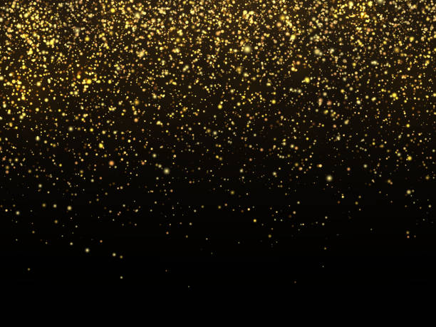 Golden rain isolated on black background. Vector gold grain texture celebratory wallpaper Golden rain isolated on black background. Vector gold grain texture celebratory wallpaper. Chaotic confetti crystals yellow bright illustration christmas chaos stock illustrations