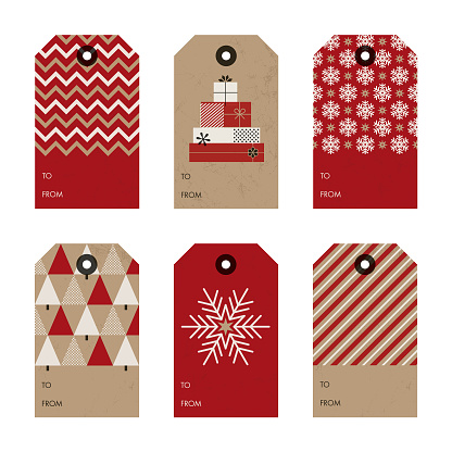 Set of Christmas and New Year gift tags - Illustration