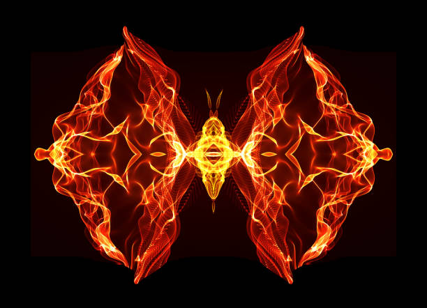 istock Abstract conceptual design. Fiery butterfly over black background 857351318