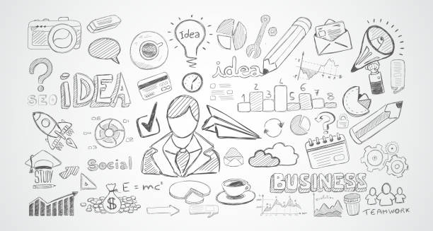 istock Hand drawn sketches and a lot of infographic design elements and mockups 857353842
