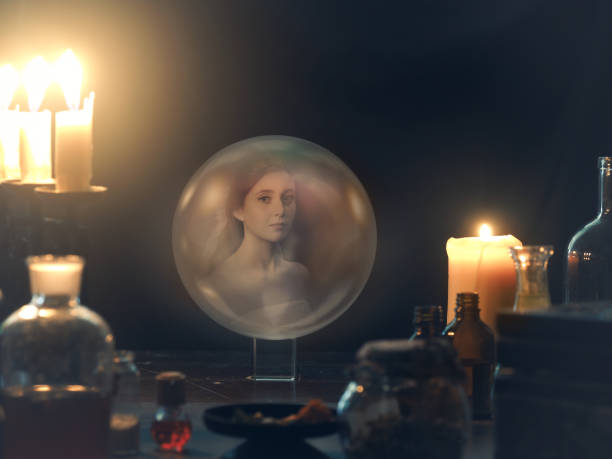 Witchcraft. The hands of witches, magic ball