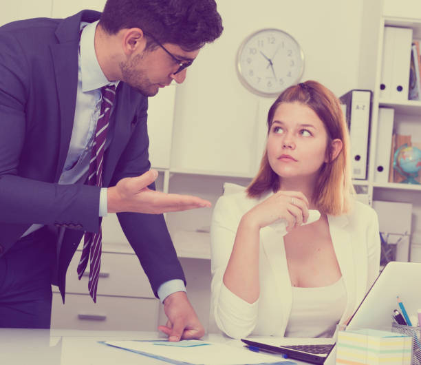 istock Manager scolding frustrated female 857383902