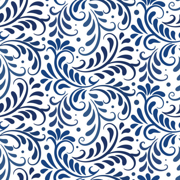vector ornament musterdesign. floral verzierte hintergrund - swirl blue textile backgrounds stock-grafiken, -clipart, -cartoons und -symbole