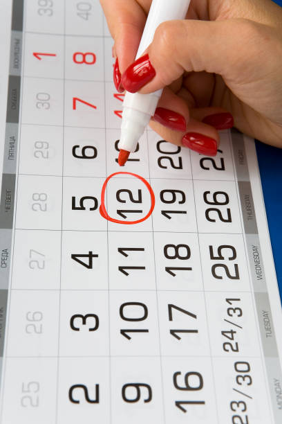 istock Date Thursday 12 is marked in the calendar. 857396906