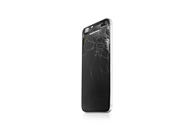 istock New broken mobile phone screen mock up, side view, isolated 857401684