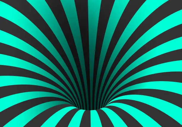 Vector illustration of Vector Spiral Optical Illusion Template. Spiral Twisted Vortex Tunnel Shape