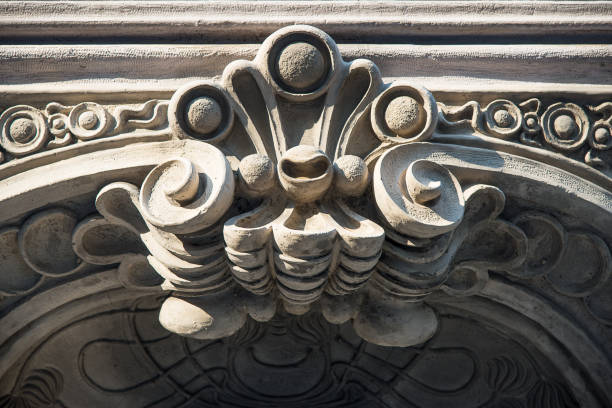 istock Floral decoration on a art nouveau building 857403530