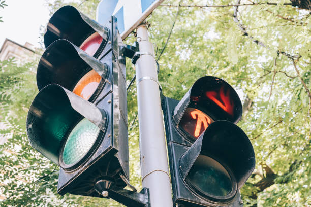 istock Close-up of urban traffic light 857404626