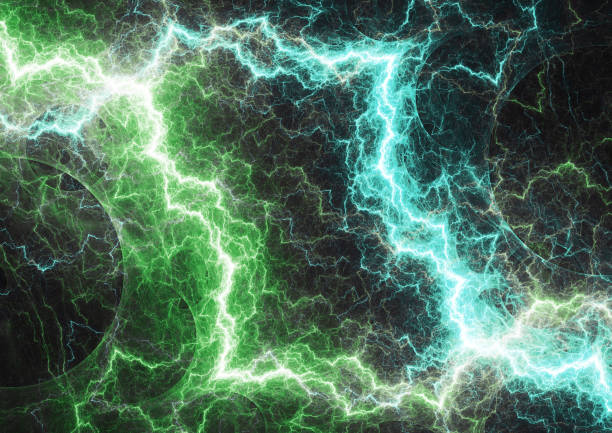istock Blue and green lightning, plasma power background 857406718