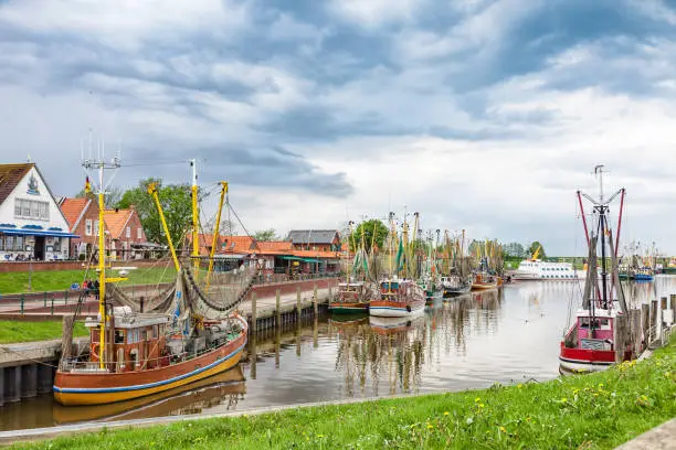 The fishing port of Greetsiel. Greetsiel is one of the most beautiful fishing villages on the German North Sea.