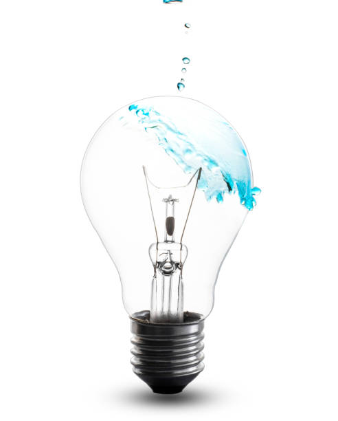 istock Energy Concept Drops of water on bulb isolated white background. 857407946