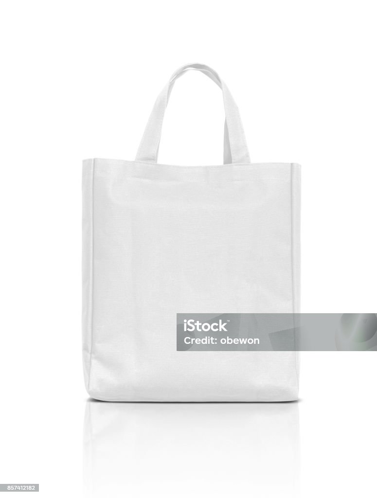 blank white fabric canvas bag for shopping isolated on white background Bag Stock Photo