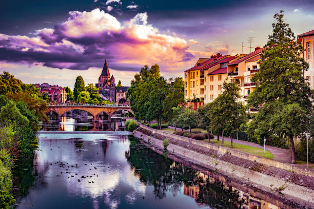 istock Cityscape with Temple Neuf in Metz 857415488