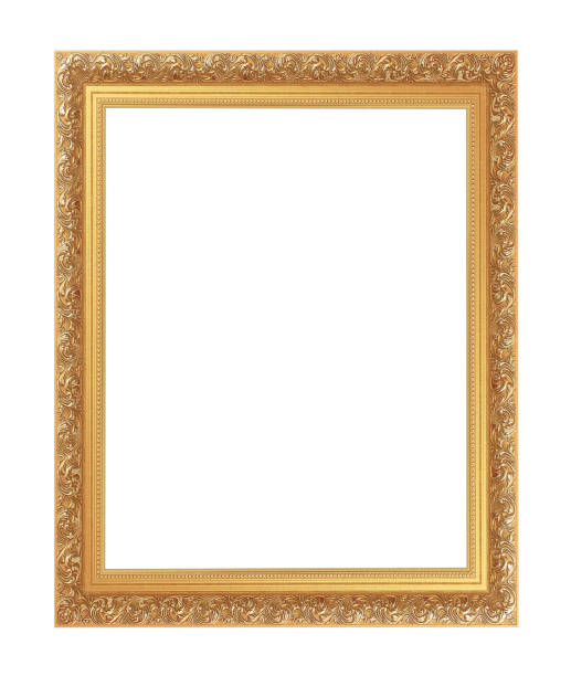 istock The antique gold frame on the white background 857418732