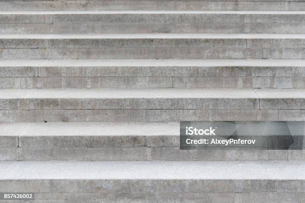 Row Of The Gray Concrete Stairs Stock Photo - Download Image Now - Steps, Staircase, Concrete