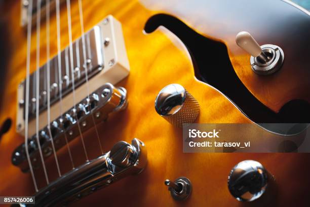 Electric Guitar Close Up Stock Photo - Download Image Now - Electric Guitar, Guitar, Macrophotography