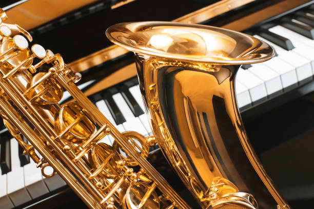 istock saxophone and piano. jazz music. 857426376